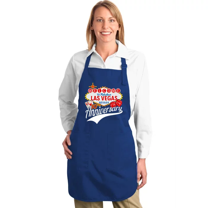 10th Anniversary Married 10 Years Las Vegas Anniversary Trip Gift Full-Length Apron With Pocket