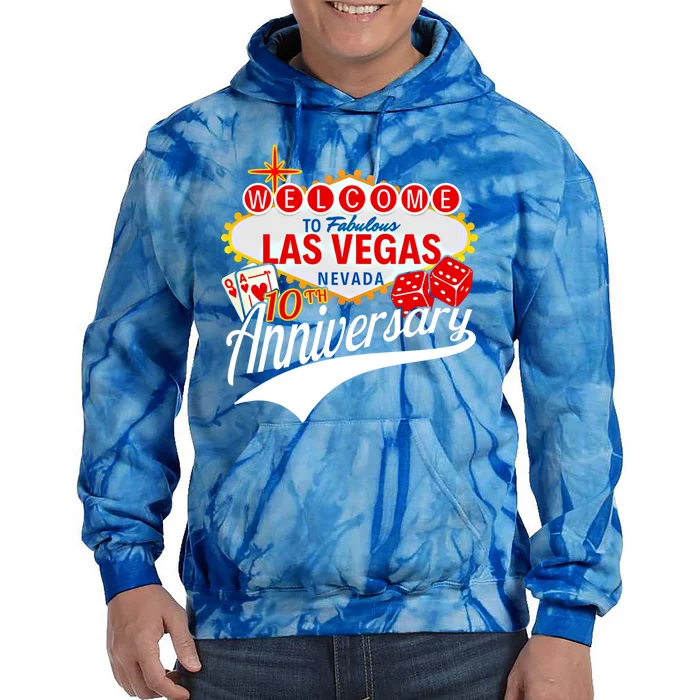 10th Anniversary Married 10 Years Las Vegas Anniversary Trip Gift Tie Dye Hoodie