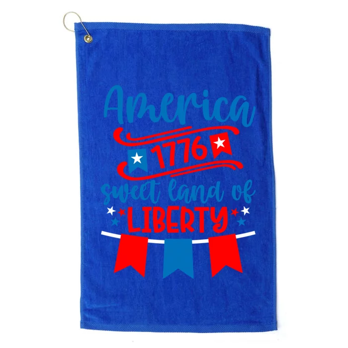 1776 America Sweet Land Of Liberty 4th Of July Patriotic Gift Platinum Collection Golf Towel