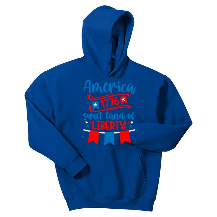 1776 America Sweet Land Of Liberty 4th Of July Patriotic Gift Kids Hoodie