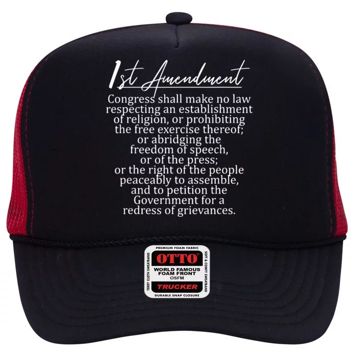 1st Amendment US Constitution Support Freedom Of Speech High Crown Mesh Trucker Hat