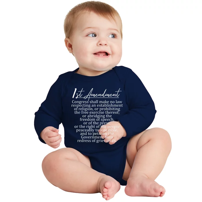 1st Amendment US Constitution Support Freedom Of Speech Baby Long Sleeve Bodysuit