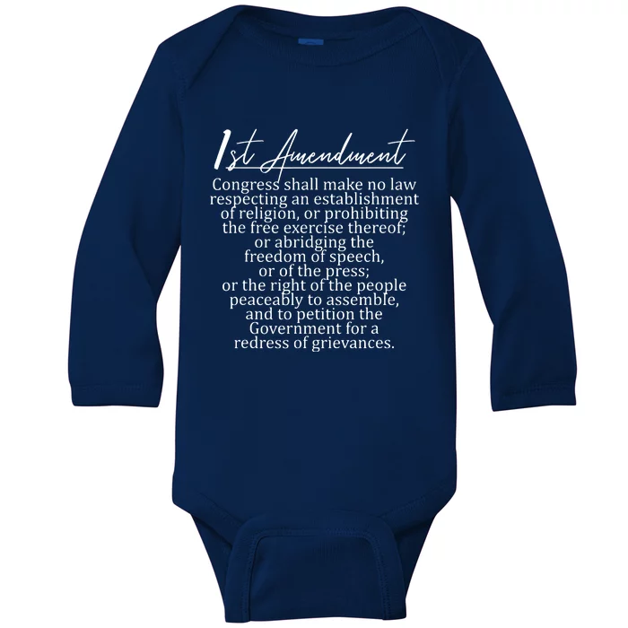 1st Amendment US Constitution Support Freedom Of Speech Baby Long Sleeve Bodysuit