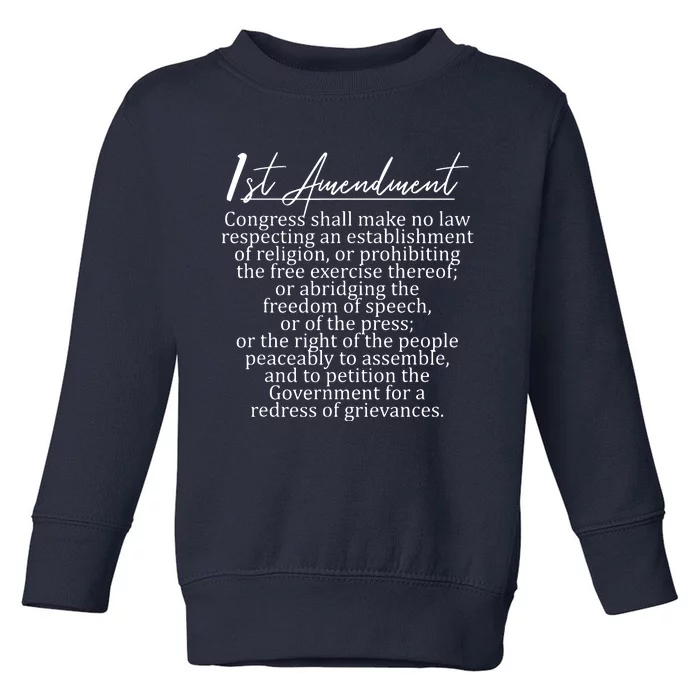 1st Amendment US Constitution Support Freedom Of Speech Toddler Sweatshirt