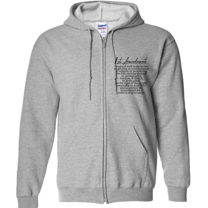 1st Amendment US Constitution Support Freedom Of Speech Full Zip Hoodie