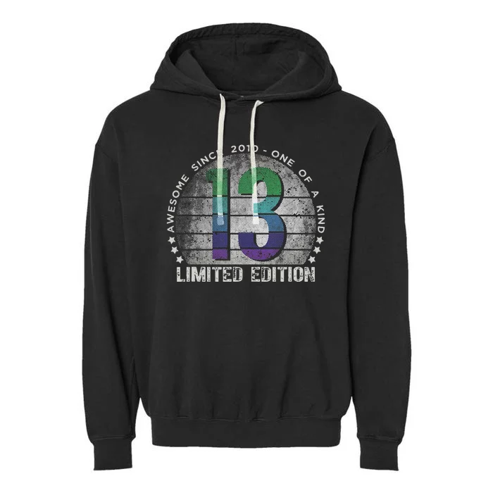 13th Birthday 13 Year Old Gifts Vintage 2010 Limited Edition Cute Garment-Dyed Fleece Hoodie