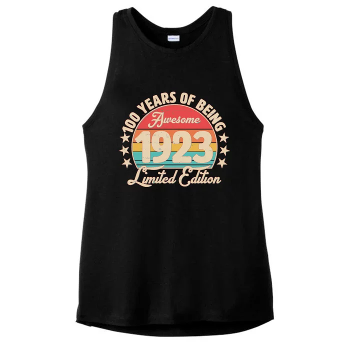 1923 Birthday 100 Years Of Of Being Awesome Limited Edition Ladies Tri-Blend Wicking Tank