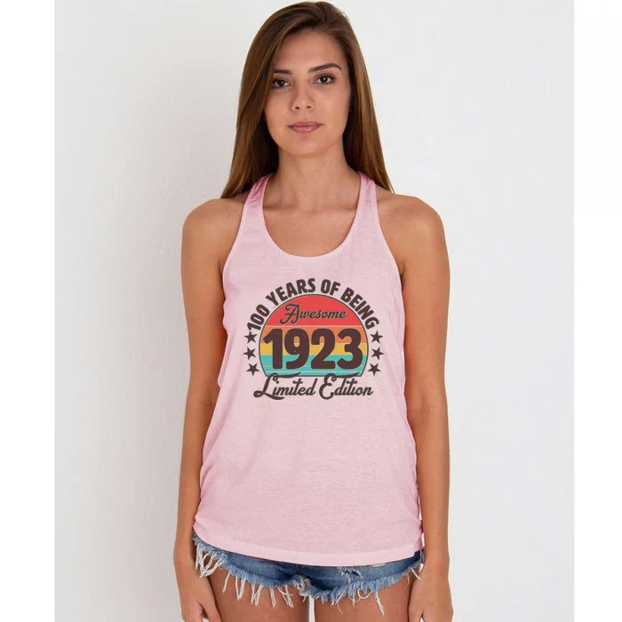 1923 Birthday 100 Years Of Of Being Awesome Limited Edition Women's Knotted Racerback Tank