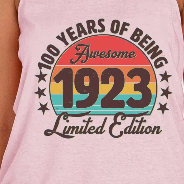 1923 Birthday 100 Years Of Of Being Awesome Limited Edition Women's Knotted Racerback Tank