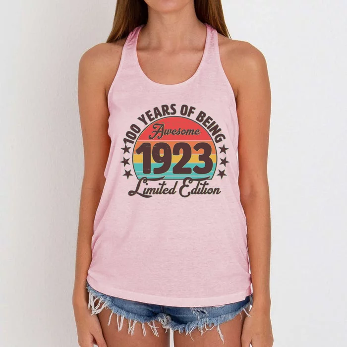 1923 Birthday 100 Years Of Of Being Awesome Limited Edition Women's Knotted Racerback Tank