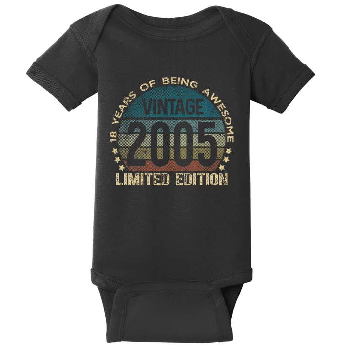 18th Birthday 18 Year Old Limited Edition Gifts Vintage 2005 Baby Bodysuit