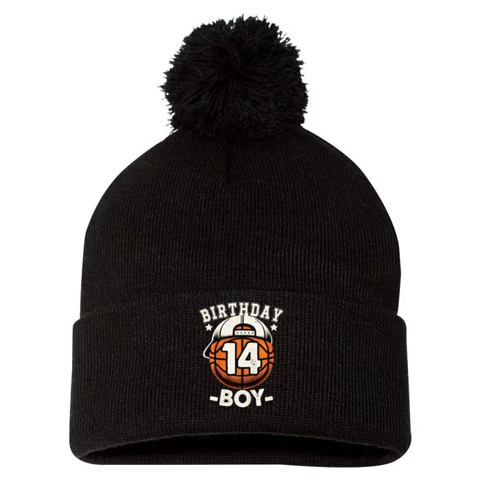 14th Birthday 14 Year Old Basketball Theme Decorations Pom Pom 12in Knit Beanie