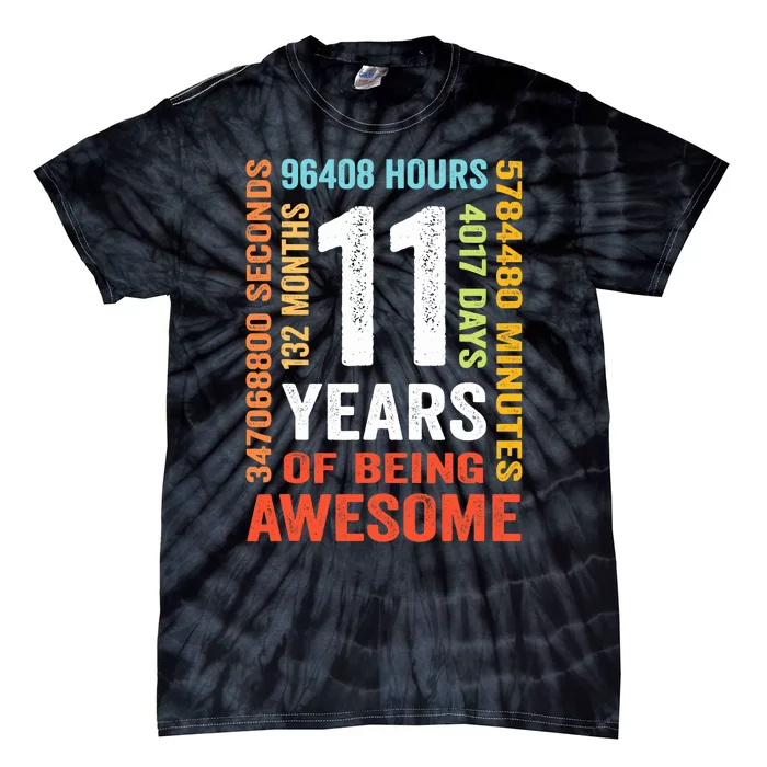 11th Birthday 11 Years Old Vintage Retro 132 Months Tie-Dye T-Shirt