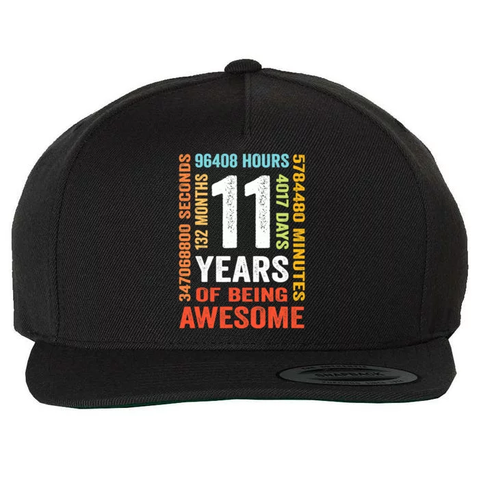 11th Birthday 11 Years Old Vintage Retro 132 Months Wool Snapback Cap