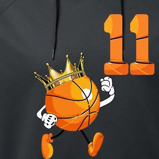 11th Birthday 11 Years Old Basketball Lover Theme Party Performance Fleece Hoodie