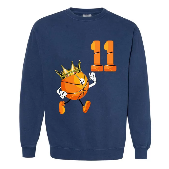 11th Birthday 11 Years Old Basketball Lover Theme Party Garment-Dyed Sweatshirt