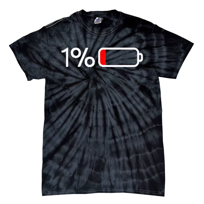 1 Battery 1 Battery Fun Low Energy Percentage Tie-Dye T-Shirt