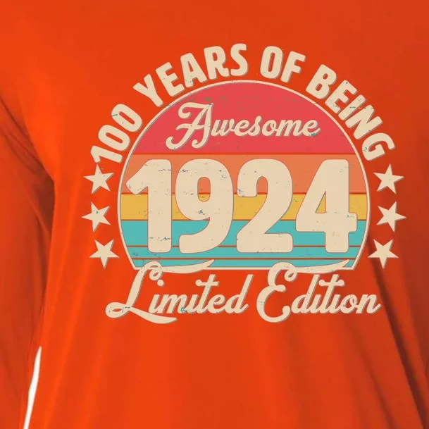 1924 Birthday 100 Years Of Being Awesome Limited Edition Cooling Performance Long Sleeve Crew