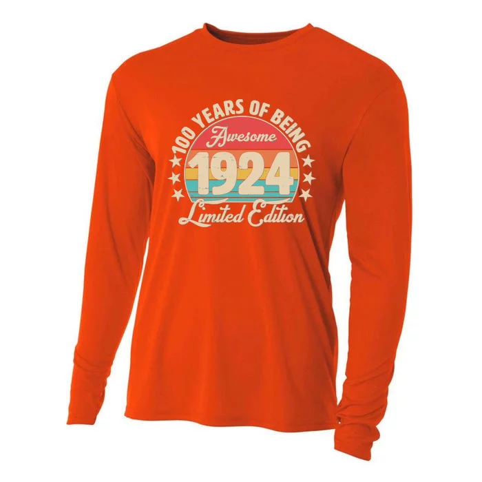 1924 Birthday 100 Years Of Being Awesome Limited Edition Cooling Performance Long Sleeve Crew