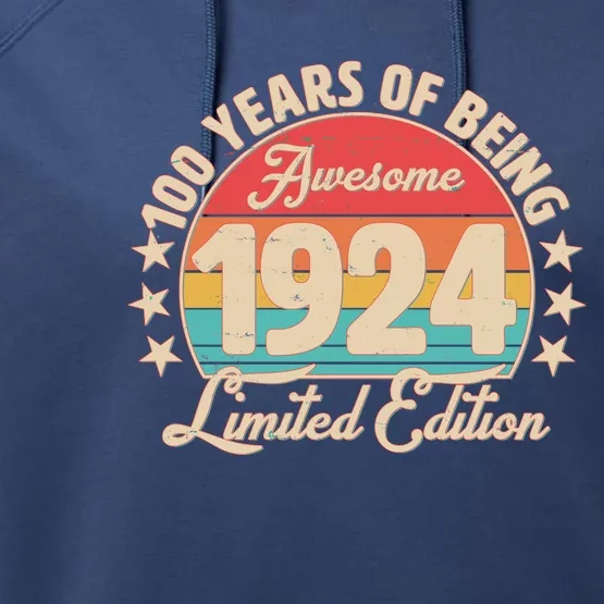 1924 Birthday 100 Years Of Being Awesome Limited Edition Performance Fleece Hoodie