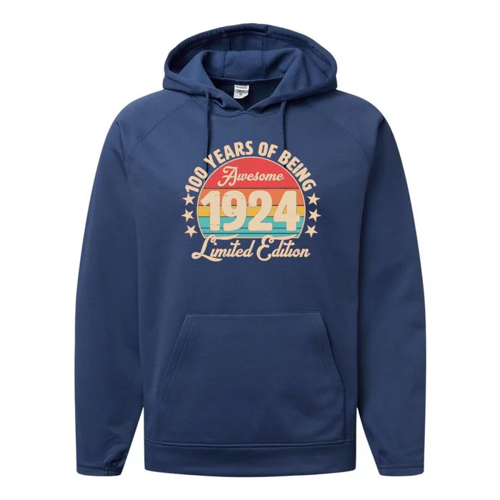 1924 Birthday 100 Years Of Being Awesome Limited Edition Performance Fleece Hoodie