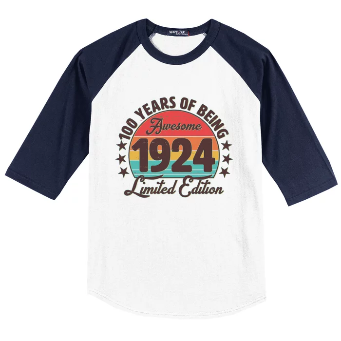 1924 Birthday 100 Years Of Being Awesome Limited Edition Baseball Sleeve Shirt