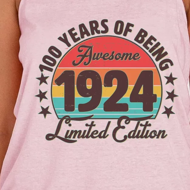 1924 Birthday 100 Years Of Being Awesome Limited Edition Women's Knotted Racerback Tank