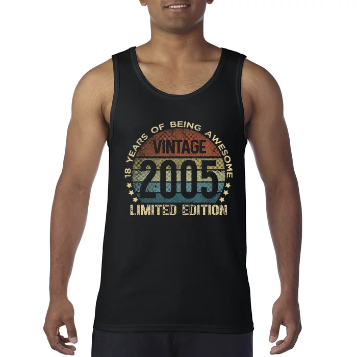 18th Birthday 18 Year Old Limited Edition Gifts Vintage 2005 Funny Tank Top