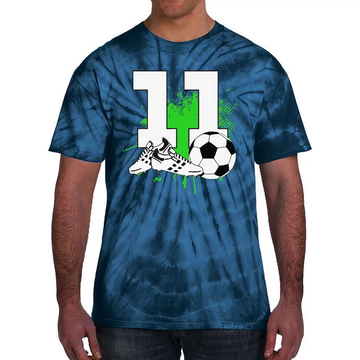 11th Birthday 11 Year Old Soccer Player Birthday Party Tie-Dye T-Shirt