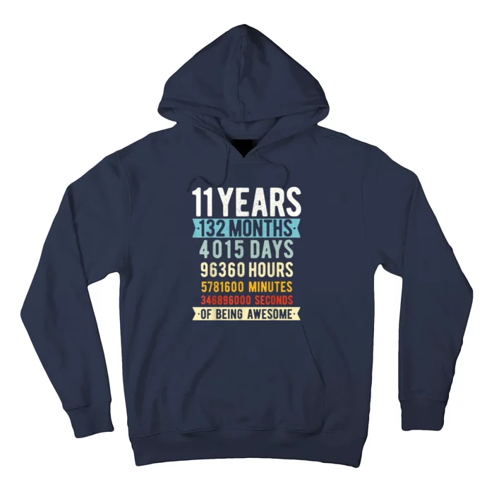 11th Birthday 11 Years Old Vintage Retro 132 Months Shirt Hoodie