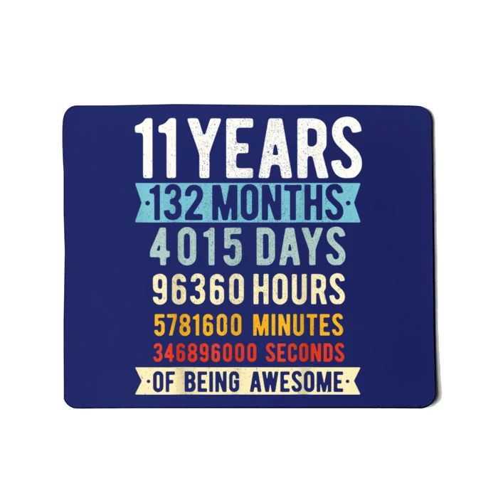 11th Birthday 11 Years Old Vintage Retro 132 Months Shirt Mousepad