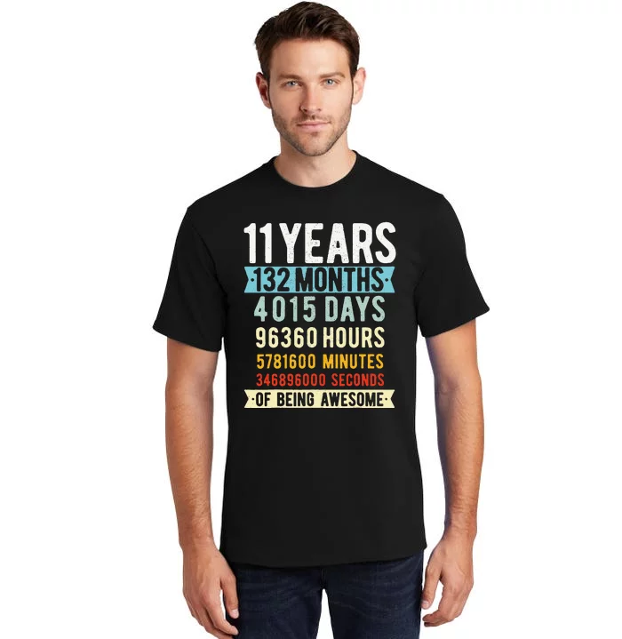 11th Birthday 11 Years Old Vintage Retro 132 Months Cute Tall T-Shirt