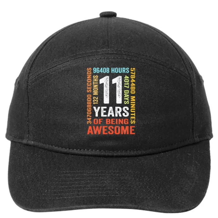 11th Birthday 11 Years Old Vintage Retro 132 Months 7-Panel Snapback Hat