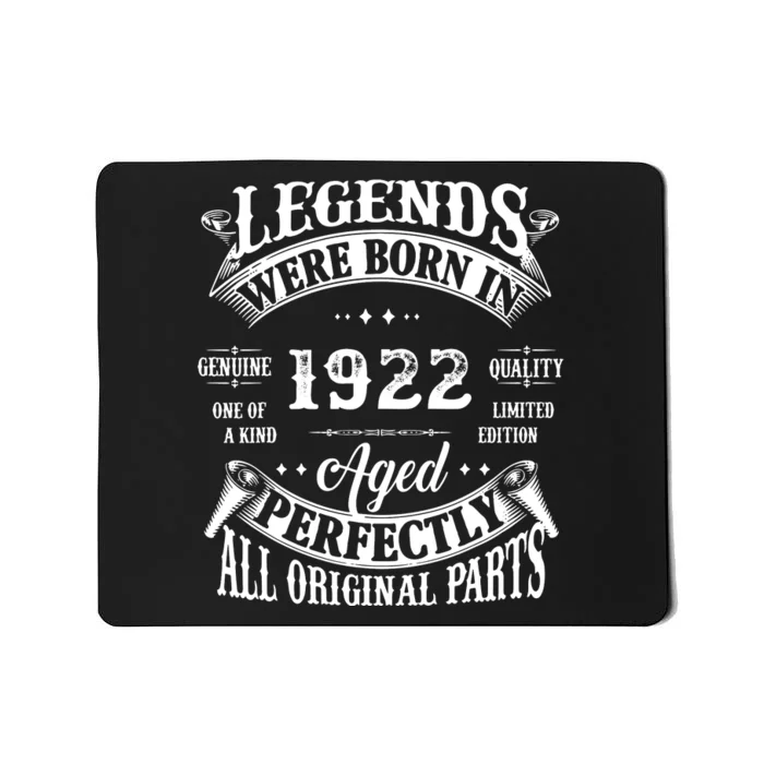 100 Birthday 1922 Gift Vintage 100 Birthday Mousepad