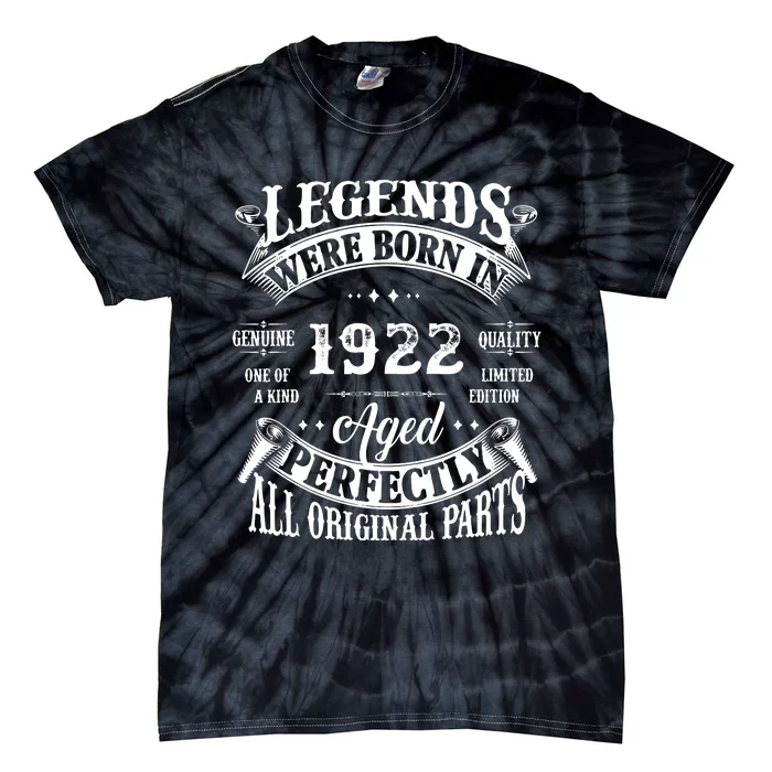 100 Birthday 1922 Gift Vintage 100 Birthday Tie-Dye T-Shirt