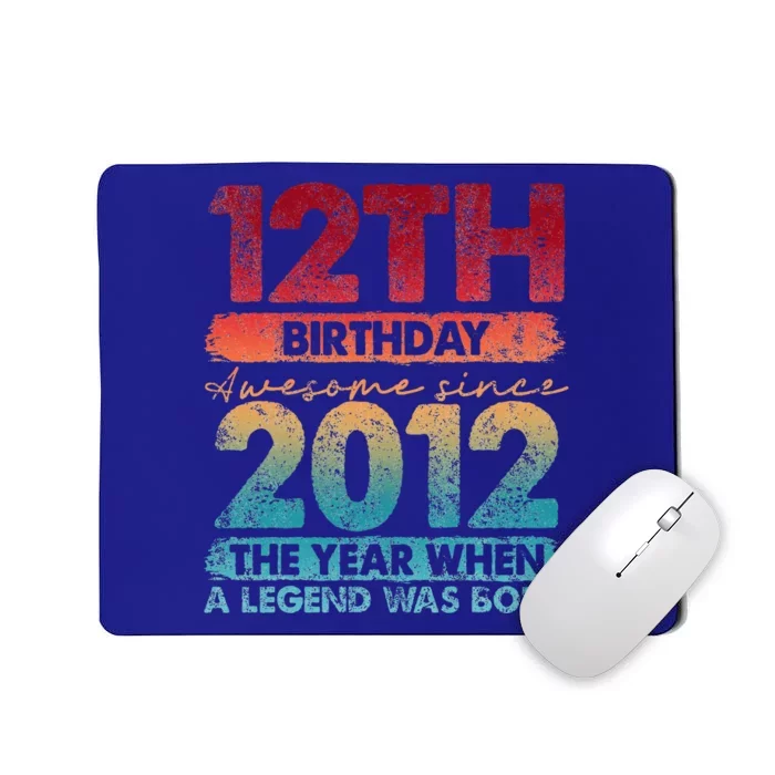 12th Birthday 12 Year Old Gifts Vintage 2012 Mousepad