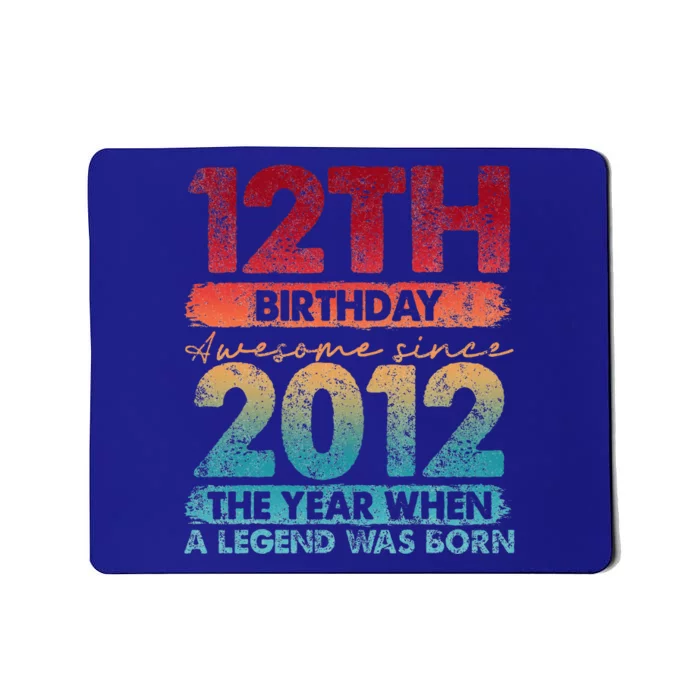 12th Birthday 12 Year Old Gifts Vintage 2012 Mousepad