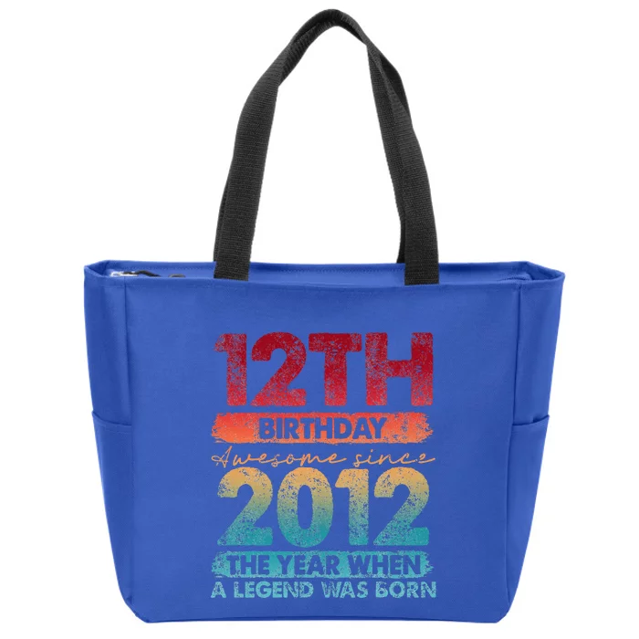 12th Birthday 12 Year Old Gifts Vintage 2012 Zip Tote Bag