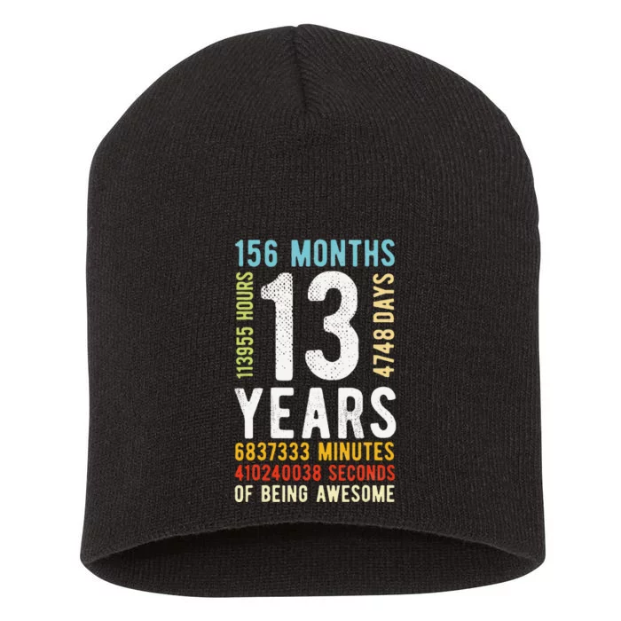 13th Birthday 13 Years Old Vintage Retro 156 Months Short Acrylic Beanie