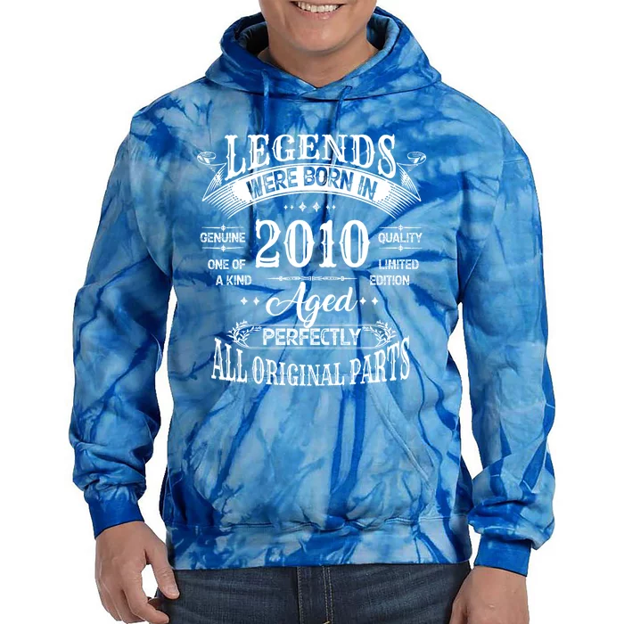 14th Birthday 14 Years Old Vintage Legends Born In 2010 Tie Dye Hoodie