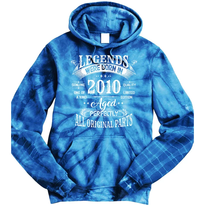 14th Birthday 14 Years Old Vintage Legends Born In 2010 Tie Dye Hoodie