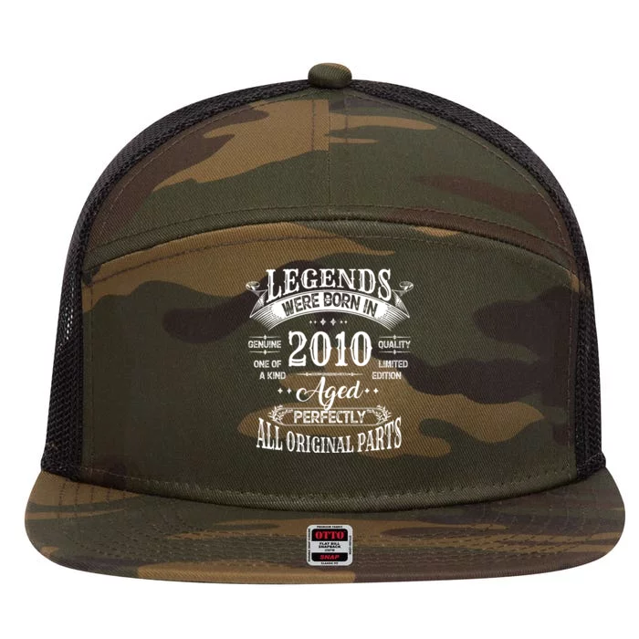 14th Birthday 14 Years Old Vintage Legends Born In 2010 7 Panel Mesh Trucker Snapback Hat