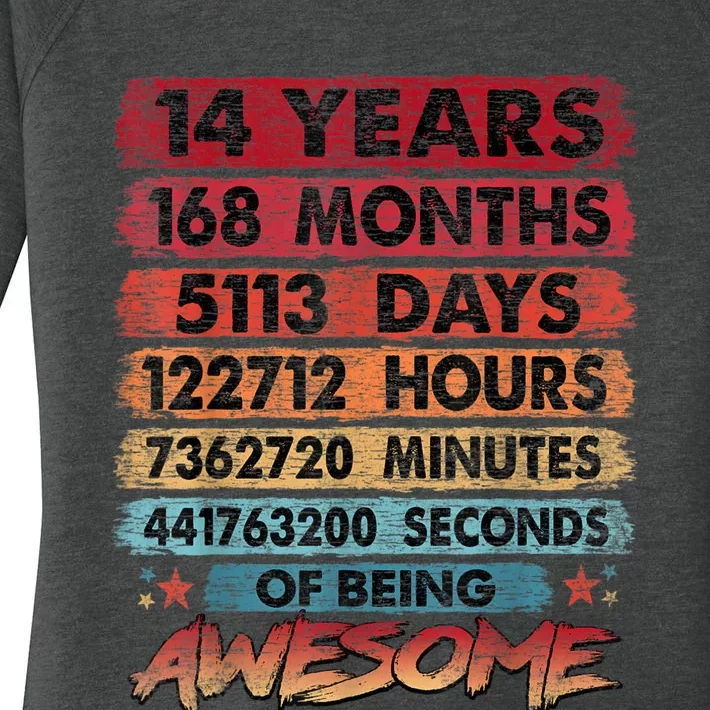 14th Birthday 14 Years Old Vintage Retro 168 Months Birthday Women's Perfect Tri Tunic Long Sleeve Shirt