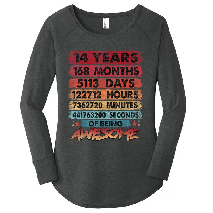 14th Birthday 14 Years Old Vintage Retro 168 Months Birthday Women's Perfect Tri Tunic Long Sleeve Shirt