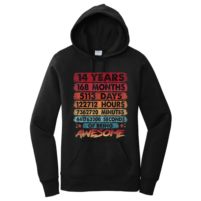 14th Birthday 14 Years Old Vintage Retro 168 Months Birthday Women's Pullover Hoodie