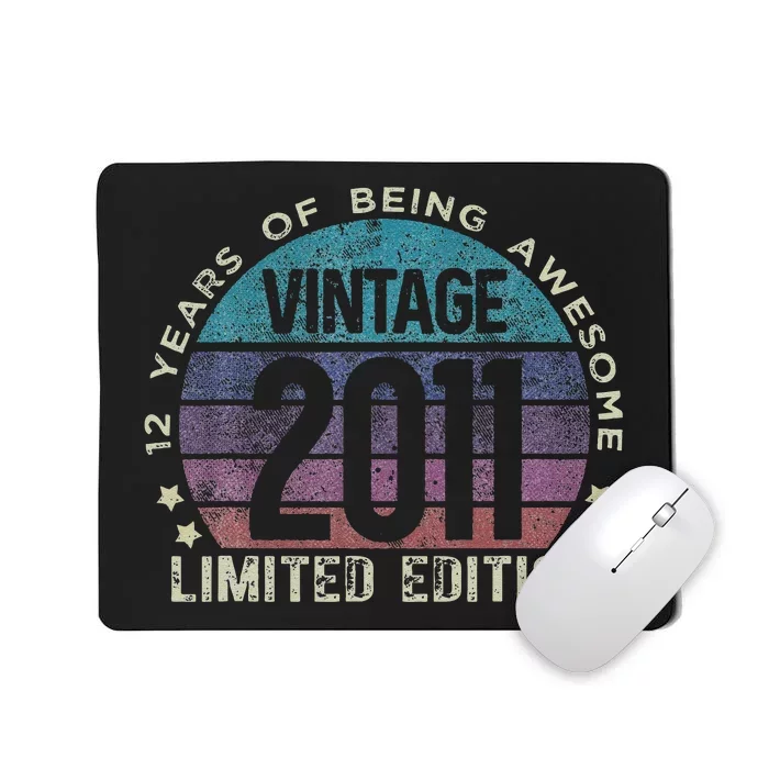 12th Birthday 12 Year Old Gifts Vintage 2011 Limited Edition Cute Mousepad