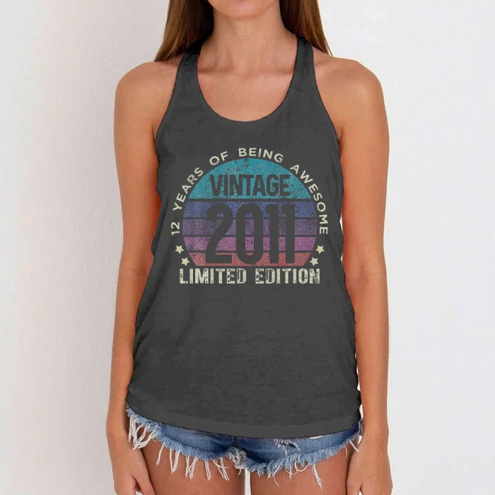 12th Birthday 12 Year Old Gifts Vintage 2011 Limited Edition Cute Women's Knotted Racerback Tank