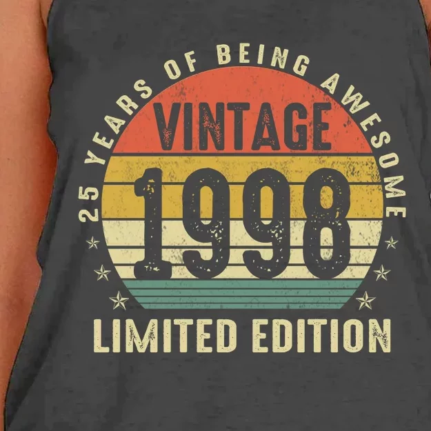 1998 Birthday 25 Years Of Being Awesome Limited Edition Women's Knotted Racerback Tank