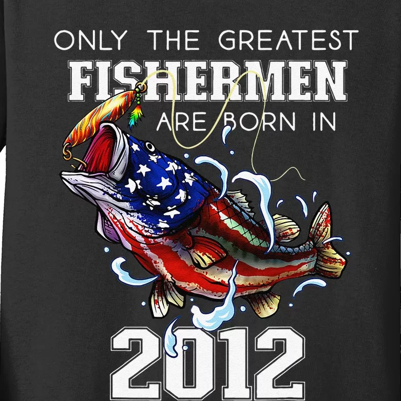 Funny Born To Go Fishing Bass Fish Fisherman Boys Kids Long Sleeve T-Shirt