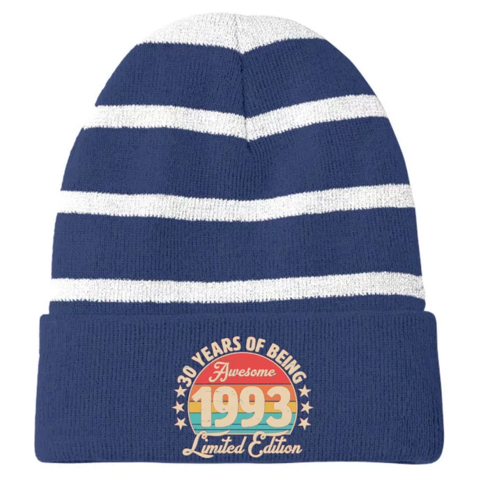 1993 Birthday 30 Years Of Being Awesome Limited Edition Striped Beanie with Solid Band